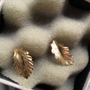 14k gold leaf earrings